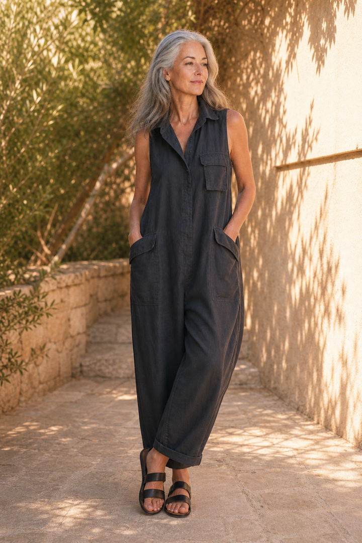 Isla Belle | Open High-Neck Flowy Jumpsuit for Women