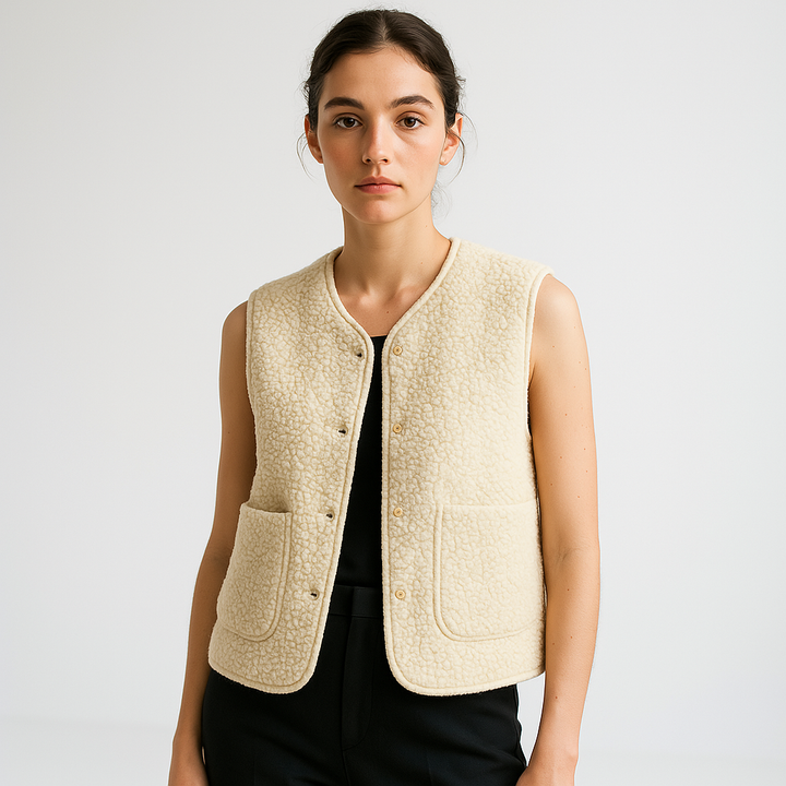 Livia | Stylish And Cozy Shearling Effect Sleeveless Vest