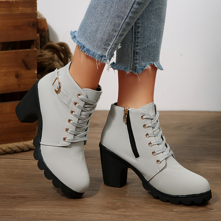 Sofia | Elegante Schnürstiefeletten mit Blockabsatz