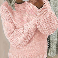 Mila | Cozy and Feminine Cable Knit Lantern-Sleeve Sweater