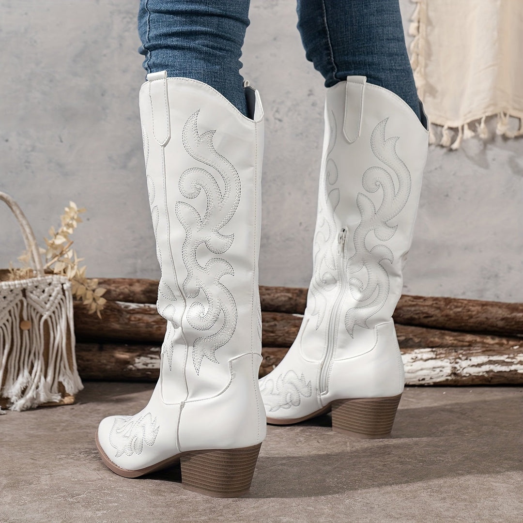 Chloe | Timeless Wide Calf Knee High Western Cowboy Boots
