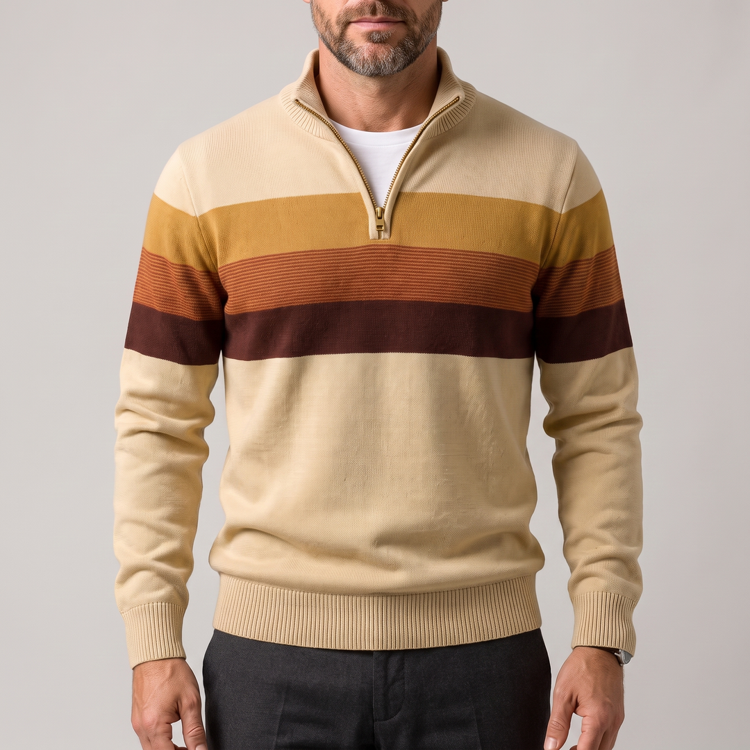 Lorven | Stripe Pullover – Casual Warmth with Quarter-Zip