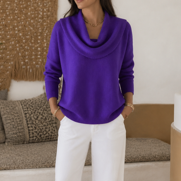 Draveline | Cowl Neck Drape Knit Sweater – Comfortabele Rimpelstijl voor Vrouwen