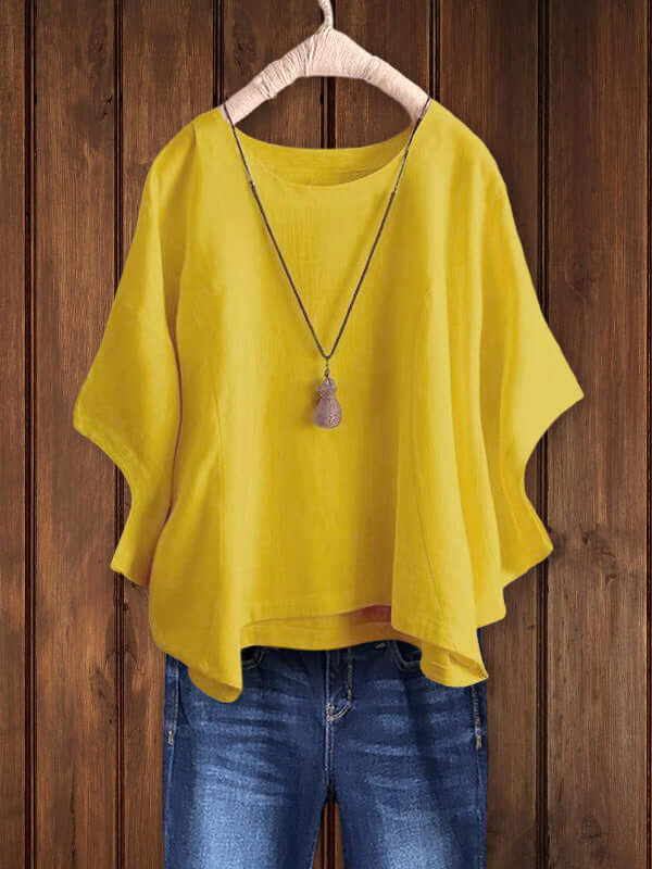 Nora | Relaxed Round Neck Dolman Sleeve Tunic Top
