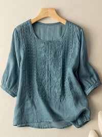 Sophia | Stylish and Comfortable Embroidered Scoop-Neck Blouse
