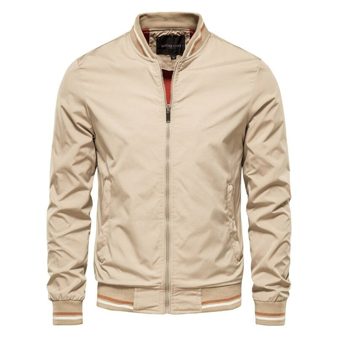 Maximilian | Casual Contrast Ribbed Bomber Jacket