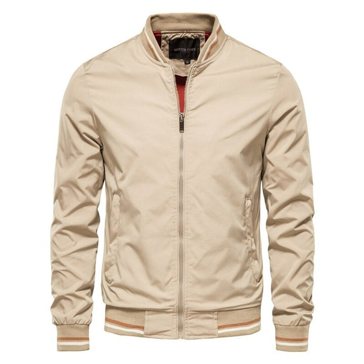 Maximilian | Casual Contrast Ribbed Bomber Jacket