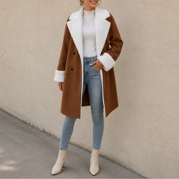 Mayfield | Woolen Coat with Plush Trim for a Relaxed Fit