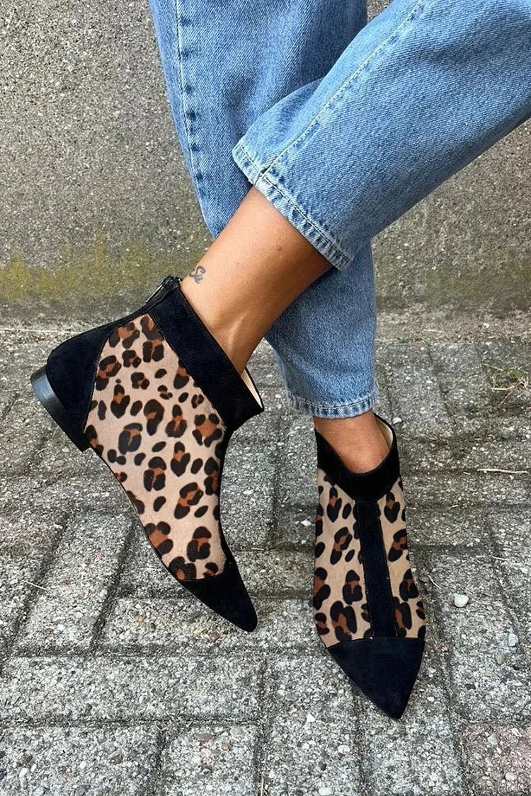 Marielle | Elegant Leopard Print Pointed-Toe Ankle Boots