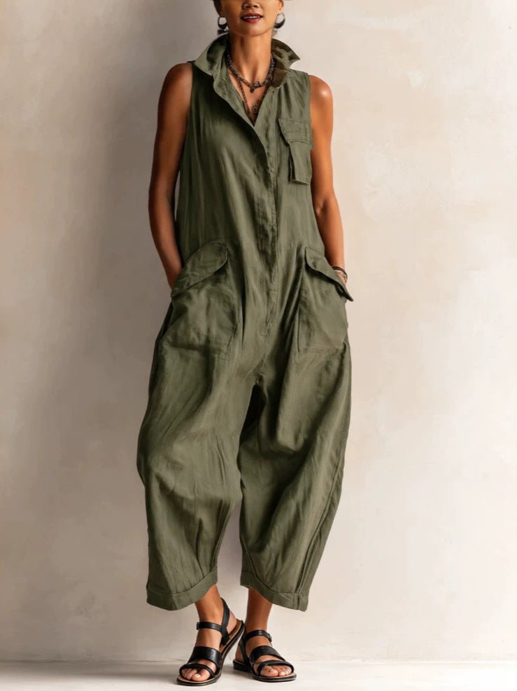Isla Belle | Open High-Neck Flowy Jumpsuit for Women