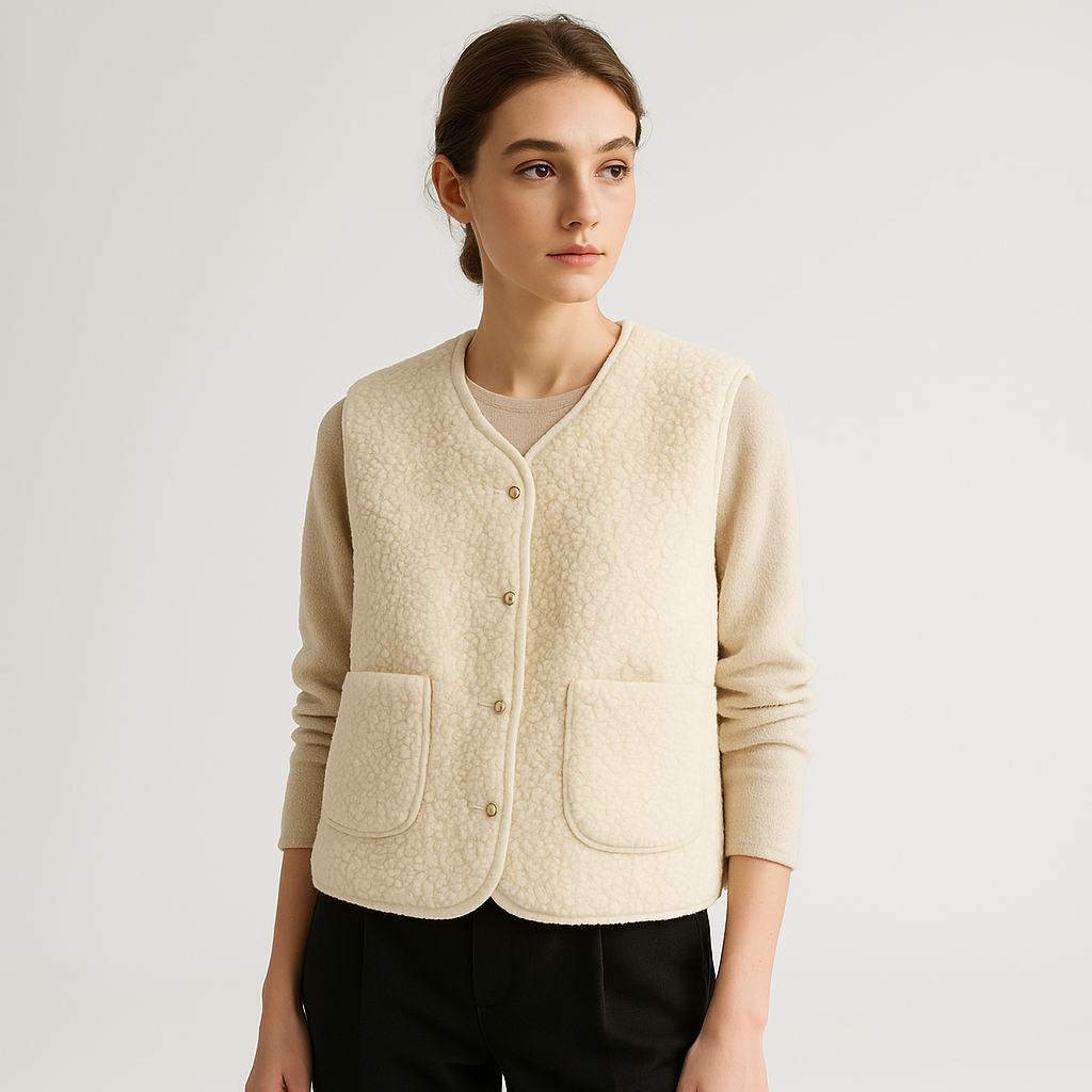 Livia | Stylish And Cozy Shearling Effect Sleeveless Vest