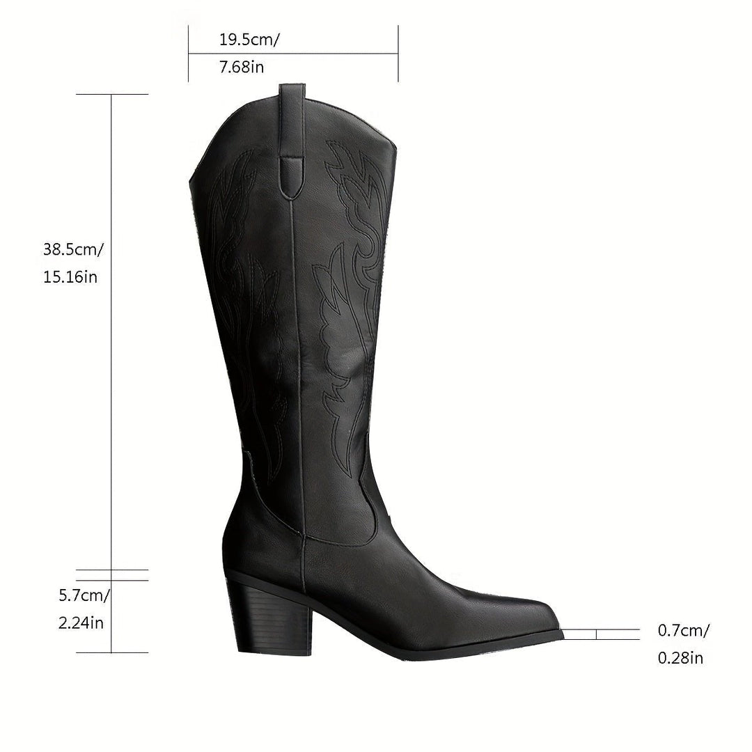 Seraphina | Stivali da cowboy eleganti e ricamati per polpacci larghi