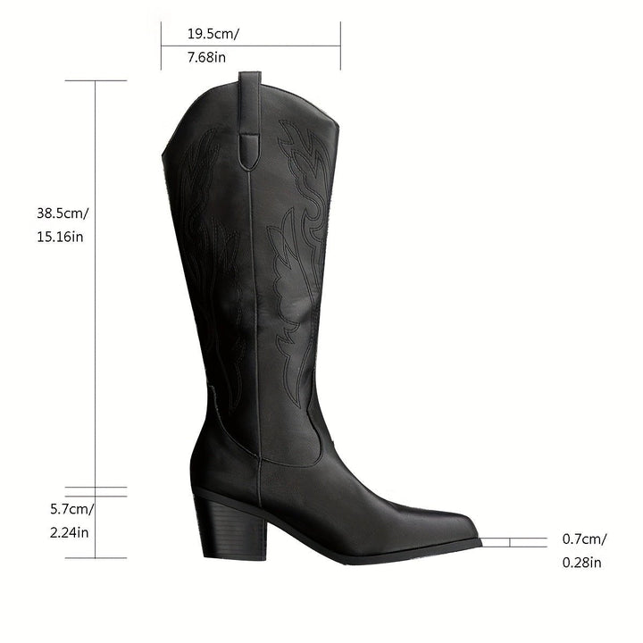 Seraphina | Stivali da cowboy eleganti e ricamati per polpacci larghi