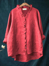 Jessika | Relaxed And Breathable Ruffle V-Neck Blouse