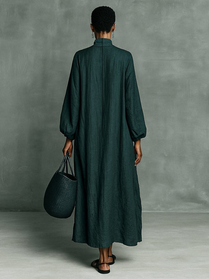 Emily | Robe longue élégante à manches longues et broderies florales