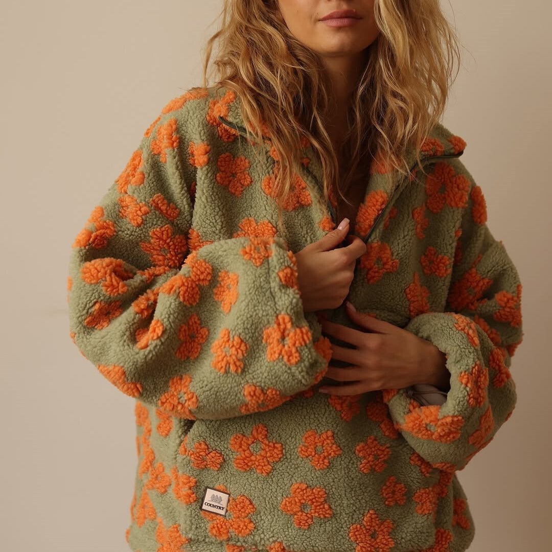 Daisy | Cozy And Playful Floral Teddy Fleece Sweater