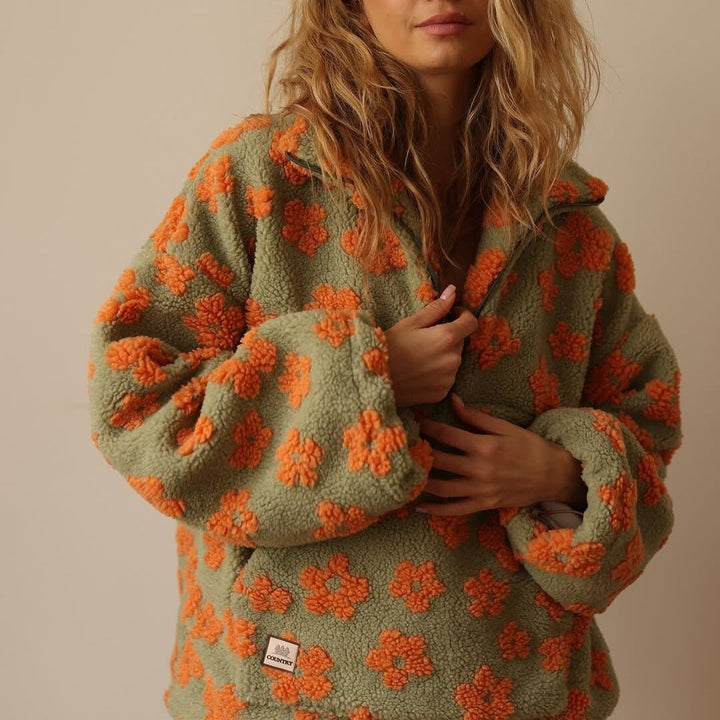 Daisy | Cozy And Playful Floral Teddy Fleece Sweater