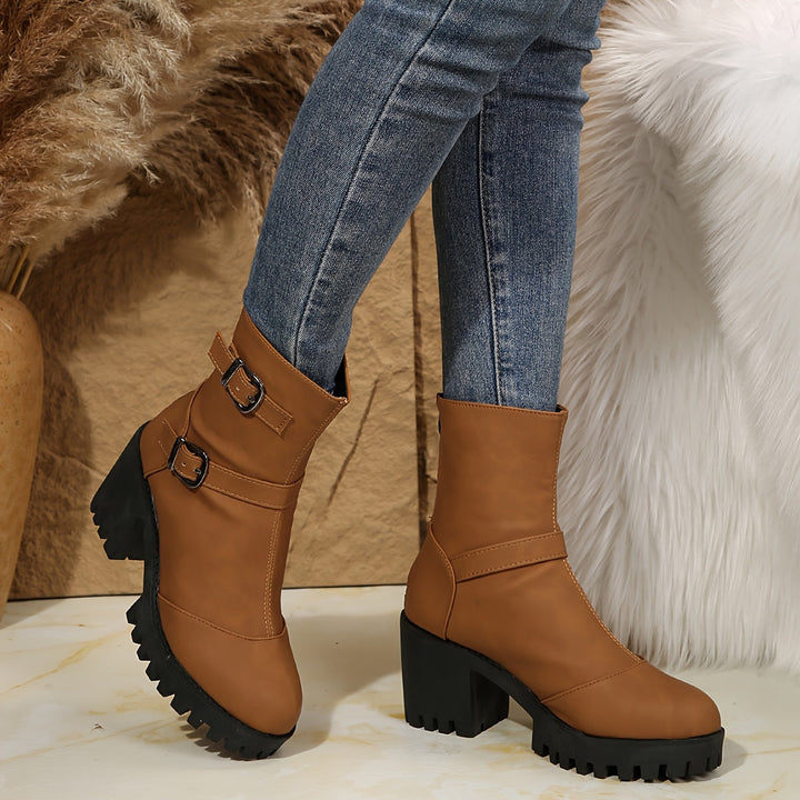 Elowen | Stylish Chunky Block Heel Ankle Boots