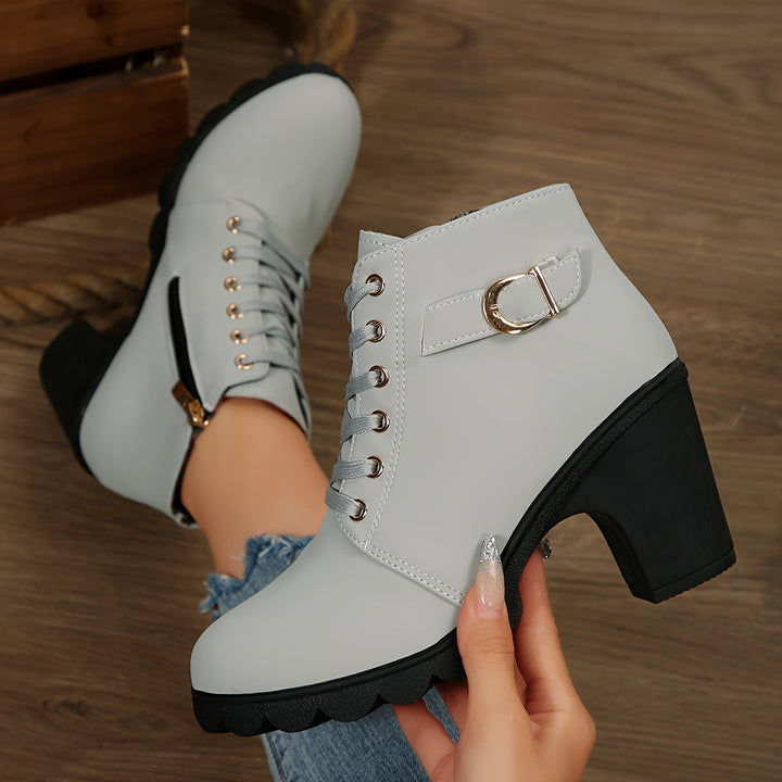 Sofia | Elegante Schnürstiefeletten mit Blockabsatz