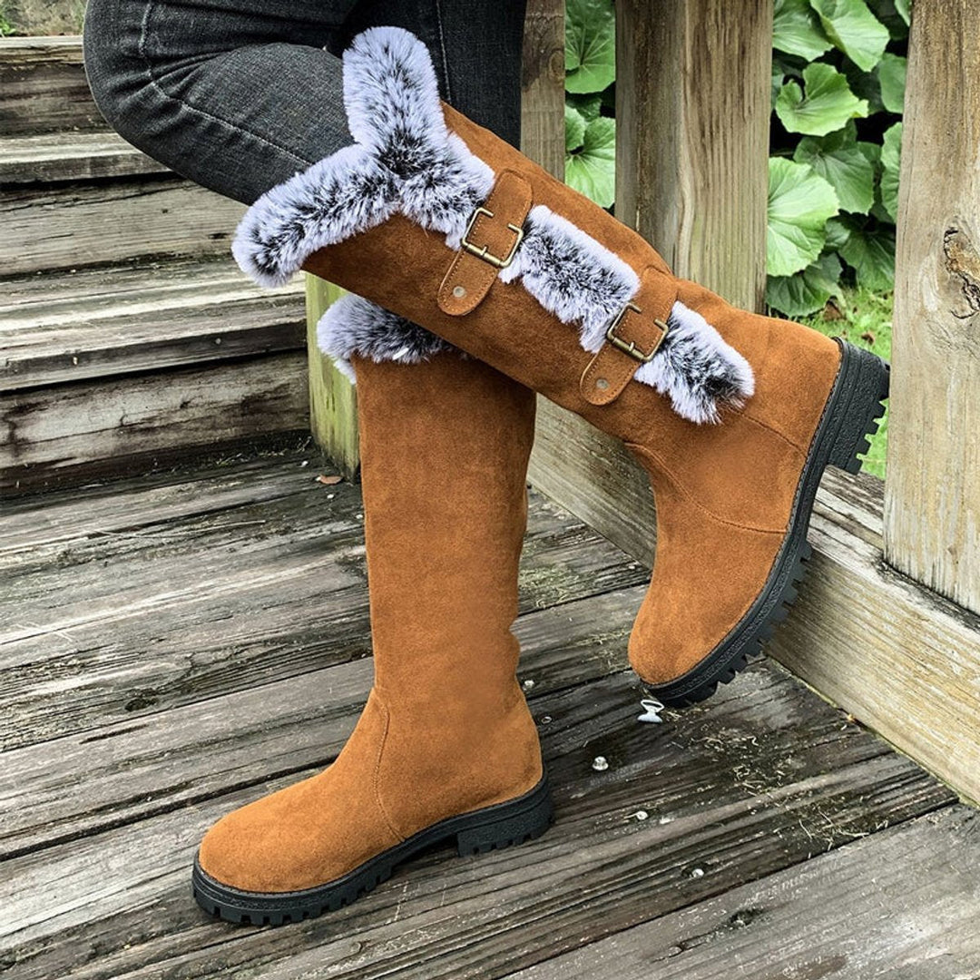 Sophie | Kuschelige und stilvolle kniehohe Stiefel mit Fellbesatz