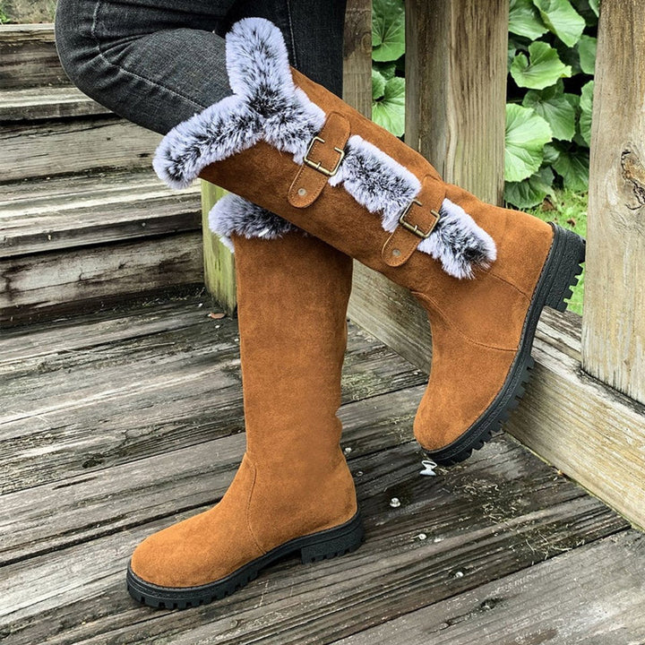 Sophie | Kuschelige und stilvolle kniehohe Stiefel mit Fellbesatz