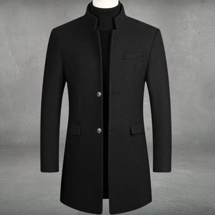 Matthias | Slim-Fit Wool Coat with Stand Collar and Button Closure