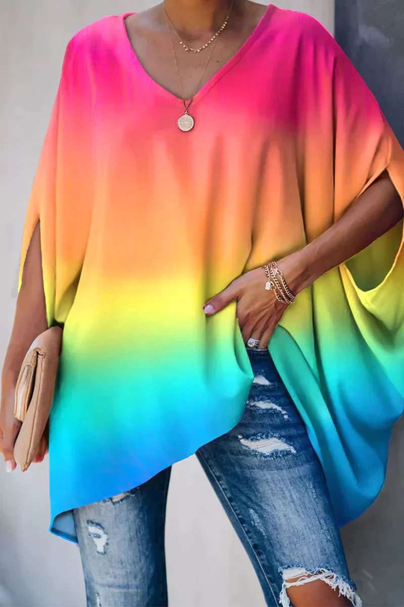 Emma | Relaxed Batwing V-Neck Oversized Tunic Top