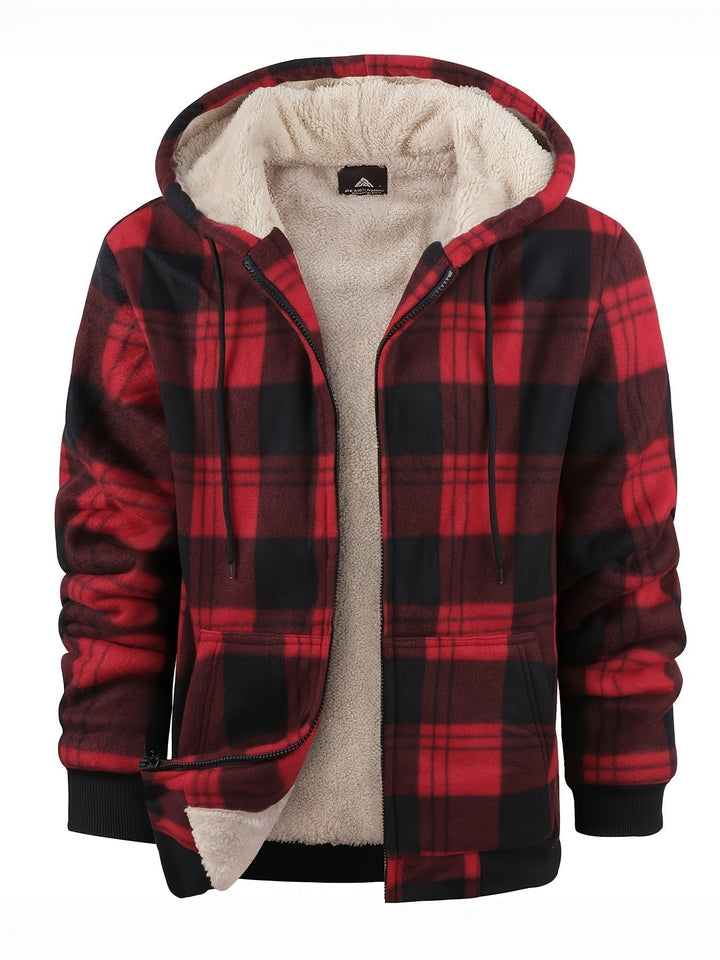 Declan | Zip-Up Hooded Jacket – Cozy Plaid Design for Men