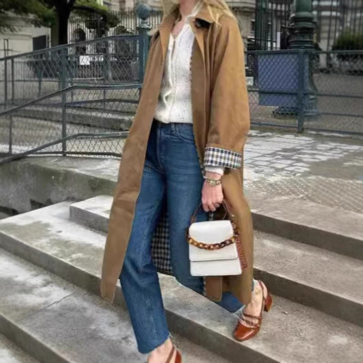 Harper | Comfortable And Chic Oversized Check Trench Coat