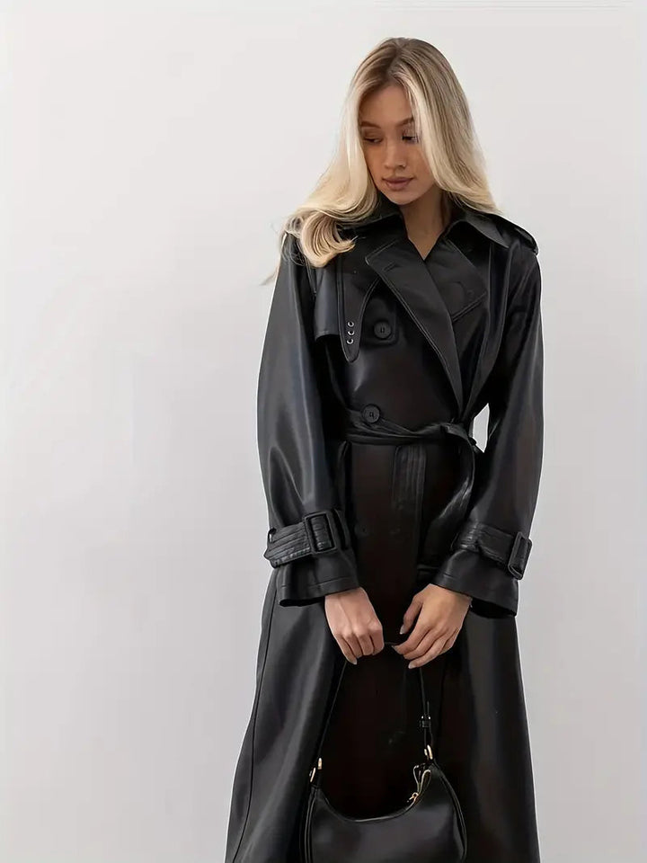 Audrey | Comfortable And Elegant Faux Leather Trench Coat