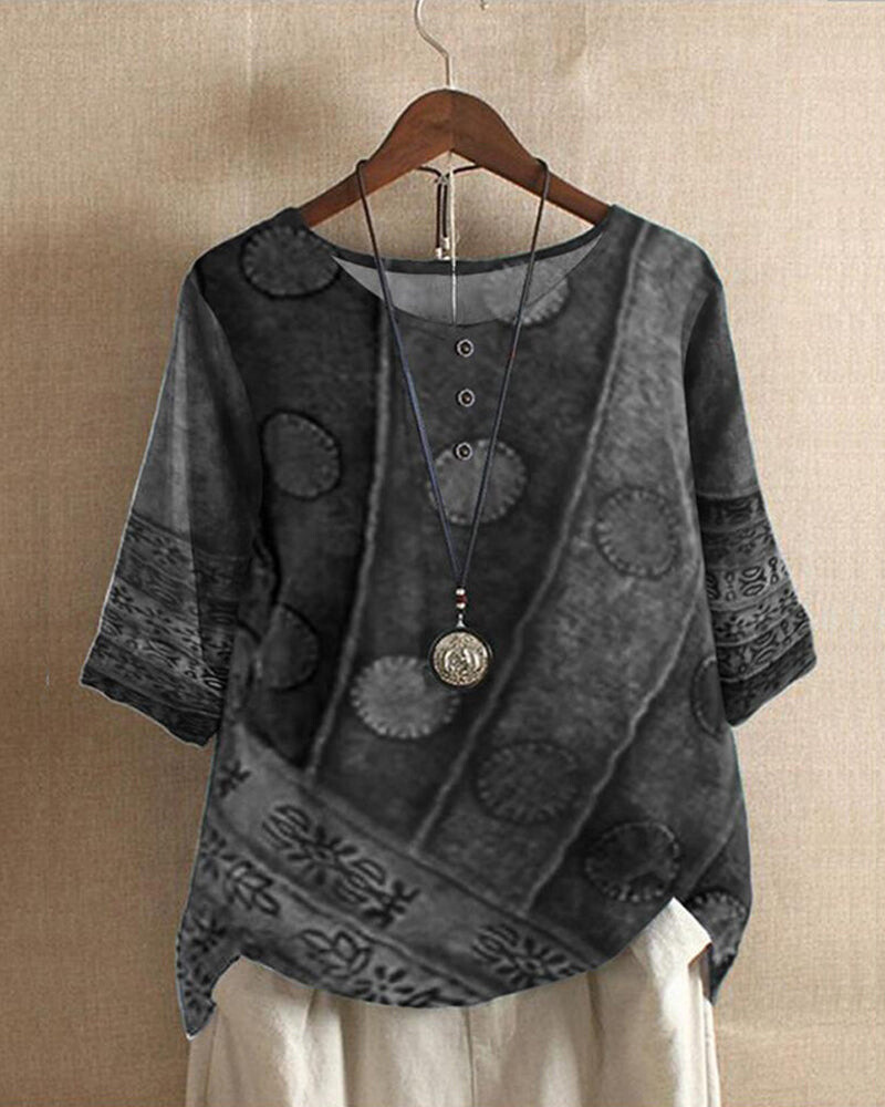 Luna | Relaxed and Comfortable Bohemian Cotton Blend Tunic Top