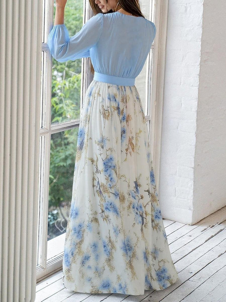 Livia | Elegantes und anmutiges florales Maxi-Kleid mit langen Ärmeln