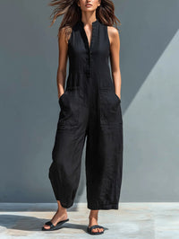 Maya | Relaxed And Refined Women's Sleeveless Linen Jumpsuit
