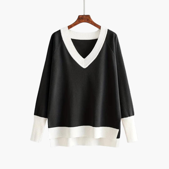 Viora | Sweater Set – V-Neck Design with Wide-Leg Trousers for Women