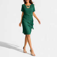 Isabella | Trendy and Comfortable Fall Wedding Tiered Chiffon Midi Dress