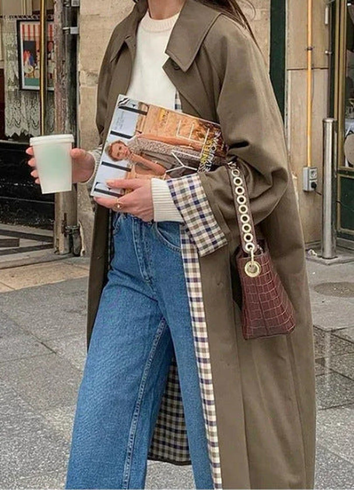 Harper | Comfortable And Chic Oversized Check Trench Coat