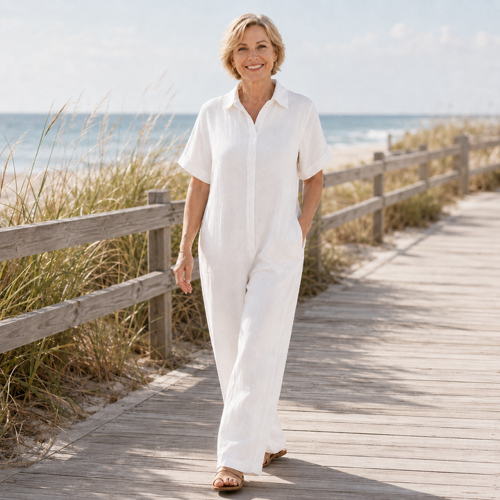Fauxmalwear | Wide-Leg Jumpsuit – Button-Front Shirt Collar Style