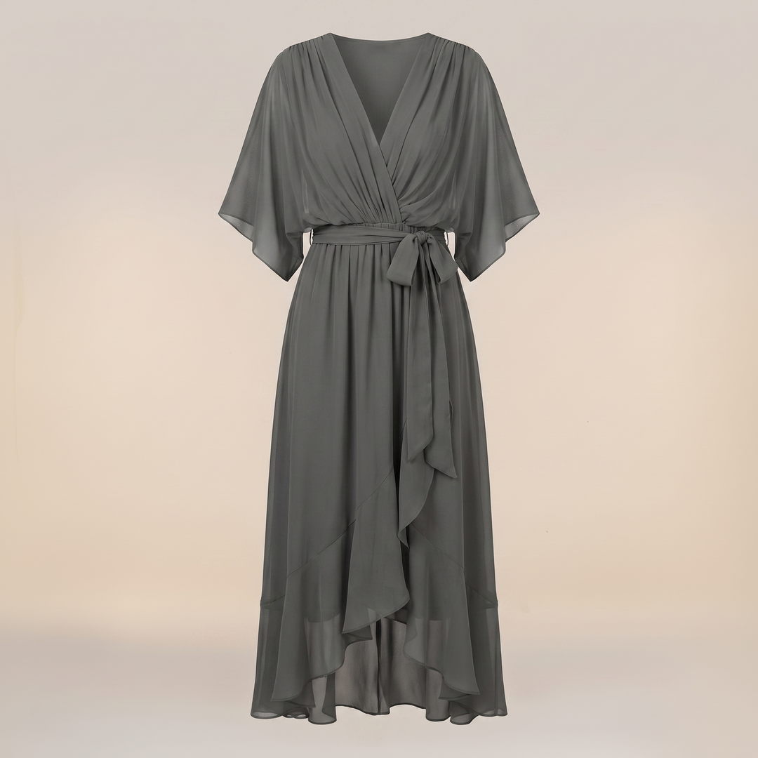 Anwen | V-Neck Midi Dress for Women – Graceful Airy Fit