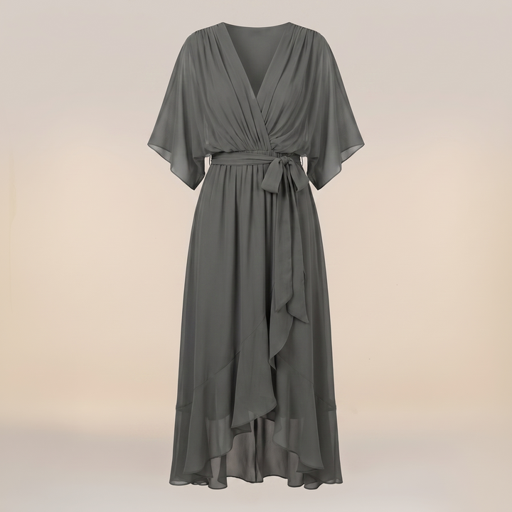 Anwen | V-Neck Midi Dress for Women – Graceful Airy Fit