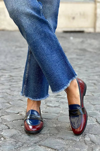 Sophia | Glänzende dreifarbige Damenloafer