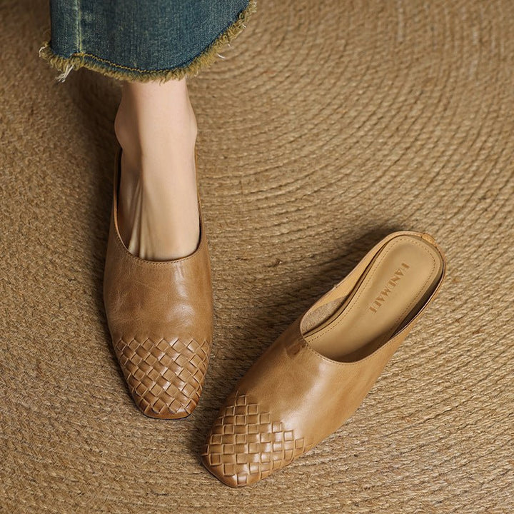 Alice | Mule eleganti e di stile in pelle intrecciata, senza lacci