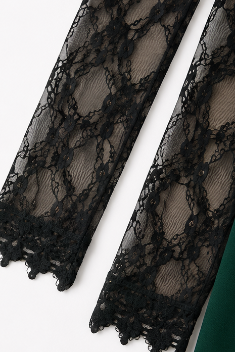 Coverlyn | Cowl Neck A-Line Dress with Lace Sleeves