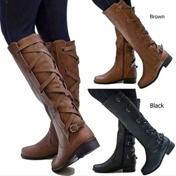 Isabella | Comfortable And Timeless Buckle Riding Knee High Boots