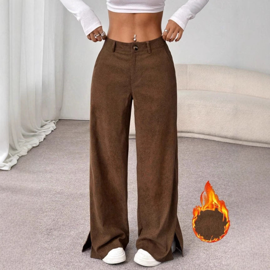 Clara | High-Waist Wide Leg Pants with Side Slits