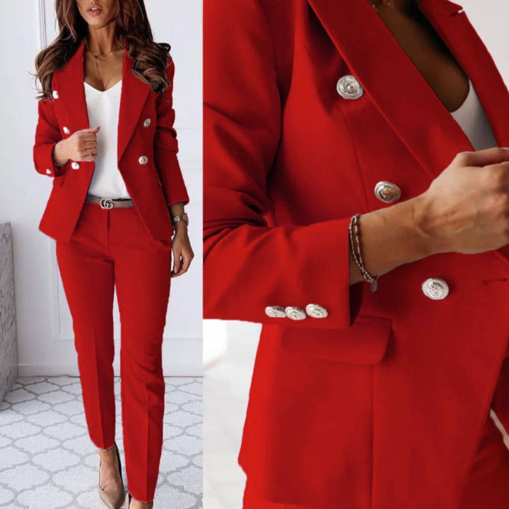 Olivia | Zweireihiges Blazer- und Hosen-Set für Damen