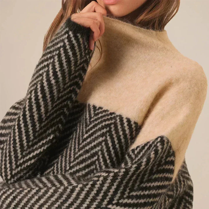 Aria | Elegant And Cozy Chevron Turtleneck Sweater