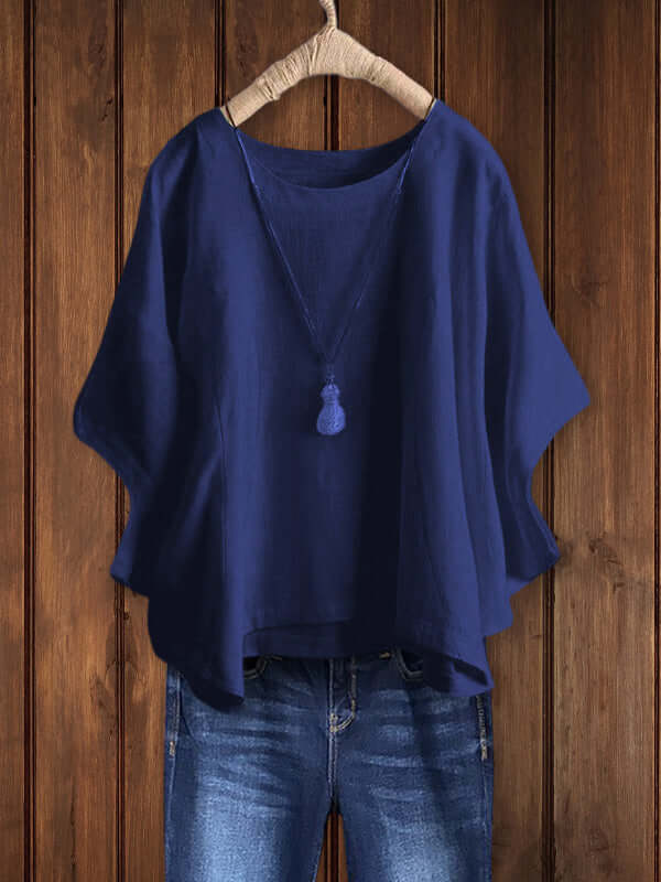 Nora | Relaxed Round Neck Dolman Sleeve Tunic Top
