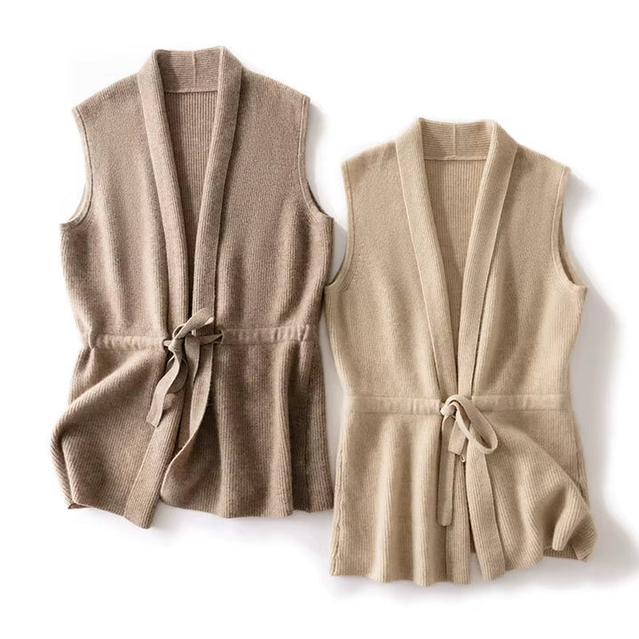 Isabella | Luxurious and Stylish Merino Wool Belted Vest