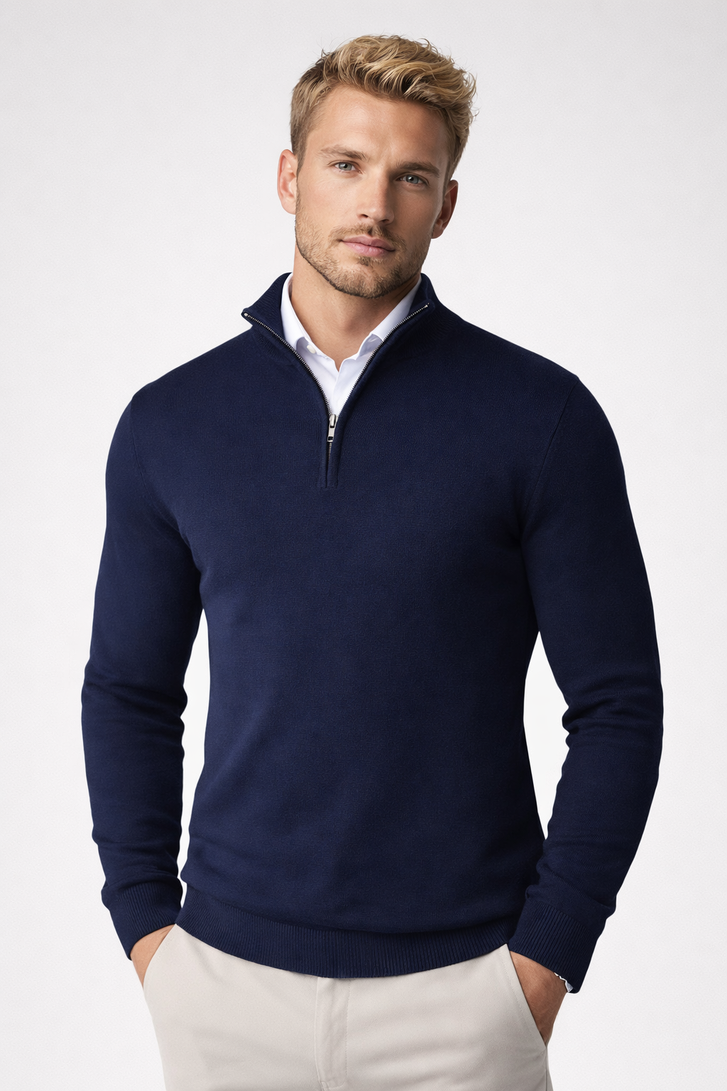 Lucas | Elegant and Modern Half Zip High Neck Sweater