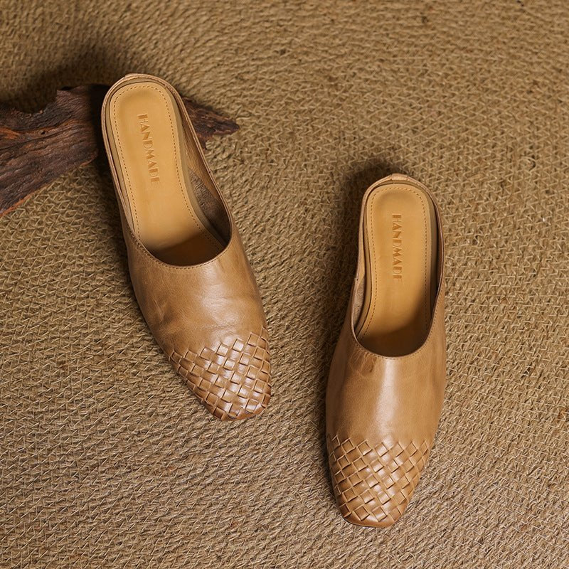 Alice | Mule eleganti e di stile in pelle intrecciata, senza lacci
